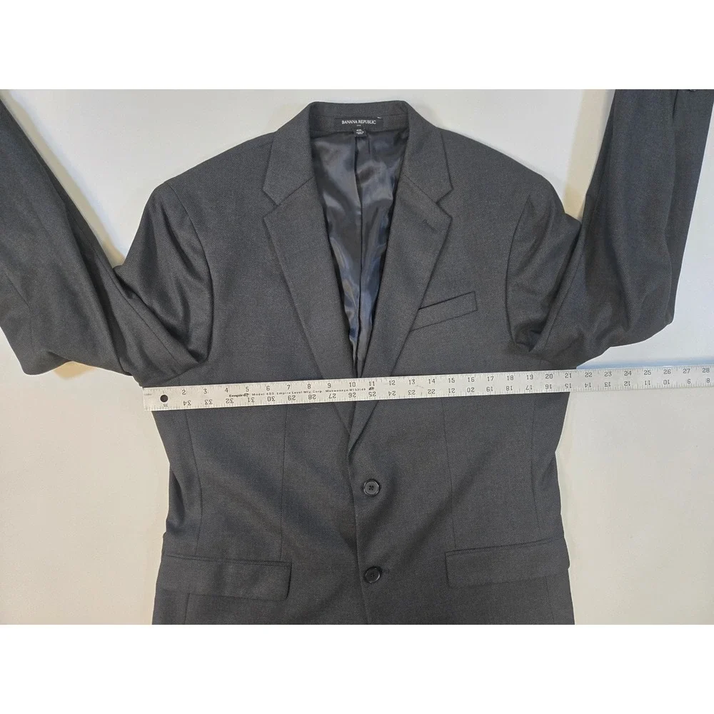 Banana Republic Mens 42L Slim Fit Charcoal Gray Nailhead Blazer Suit Jacket 42 L